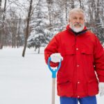 Portrait of elderly janitor of city service